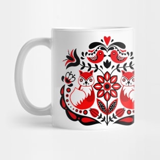 Scandinavian design with fox, birds and flowers Mug